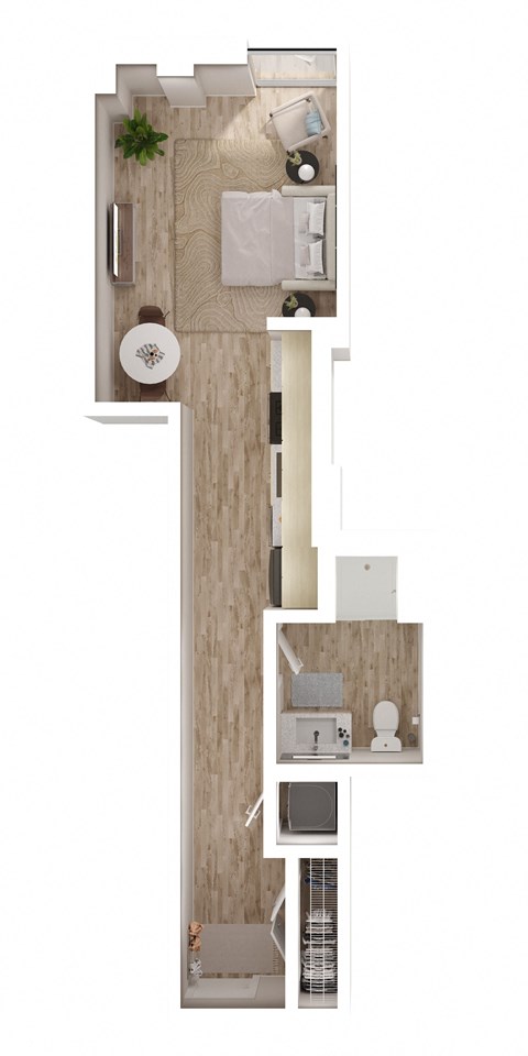 Floor plan for studio, 1 bath, 442 sqft